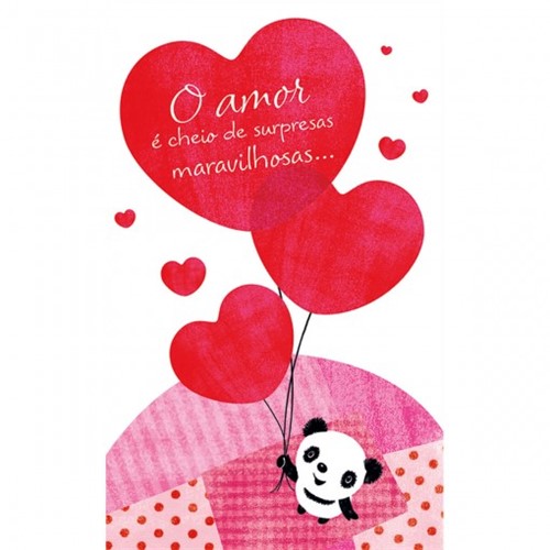 Cartão Magic Moments Amor Estampa Panda Balões Coração - Grafon's