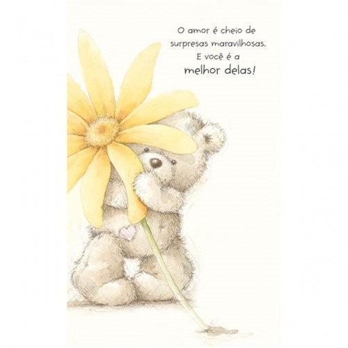 Cartão Magic Moments Amor Estampa Urso Flor Amarela - Grafon's