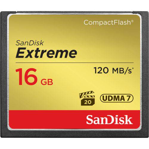 Cartão Memória Compact Flash (CF) EXTREME 16GB Sandisk (120 Mb/s)