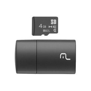 Cartão Micro SD 4GB Multilaser MC160 com Leitor USB Classe 4