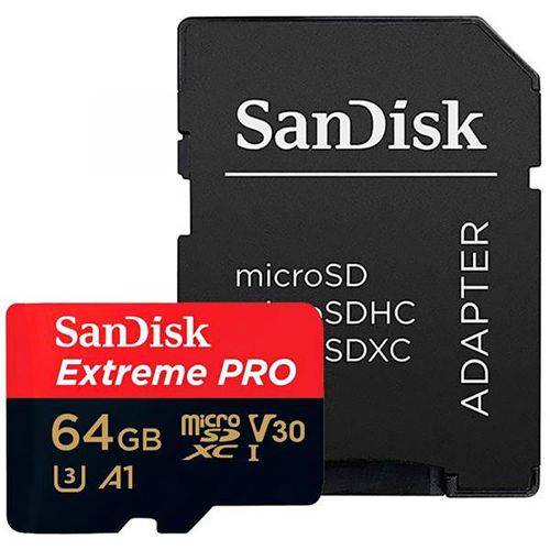 Cartão Micro SD de 64GB SanDisk Extreme PRO SDSQXCG-064G-GN6MA - Vermelho/Preto