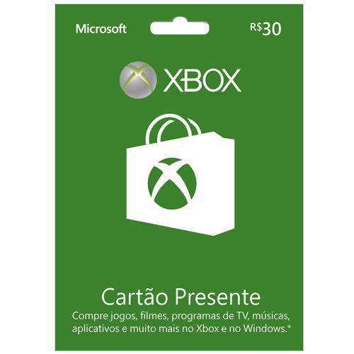 Cartao Presente R$30,00 Xbox