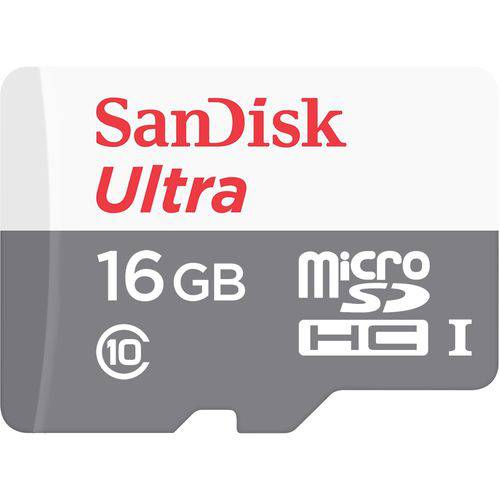 Cartão SanDisk Ultra MicroSDHC UHS-I 16GB Classe 10 Velocidade Até 48MB/s