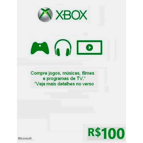 Cartão XBOX Live R$ 100,00 - Microsoft