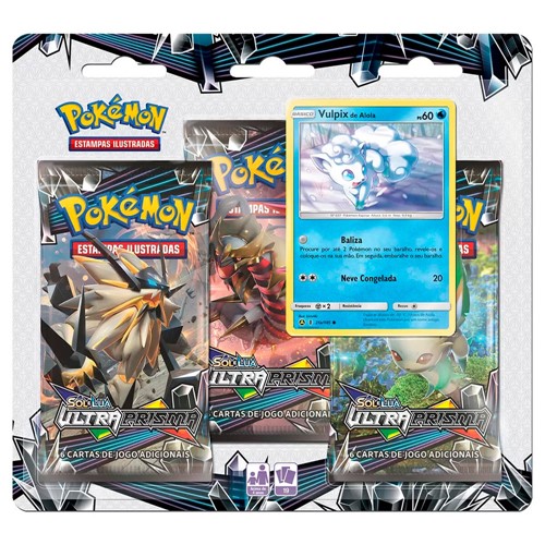 Cartas Pokémon Triple Pack Sol e Lua 5 Ultra Prisma Personagens Sortidos