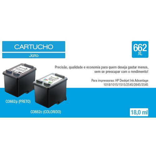 Cartucho Impressora Comp. P/ Hp Mod. 662 Color Co662c
