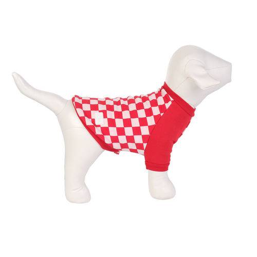Casaco de Moletom para Cães Xadrez Rosa e Vermelho Urban Puppy - Tamanho 12