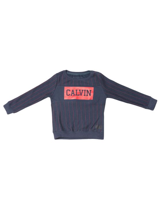 Casaco Infantil Calvin Klein Jeans Moletom Listra e Logo Marinho - 2