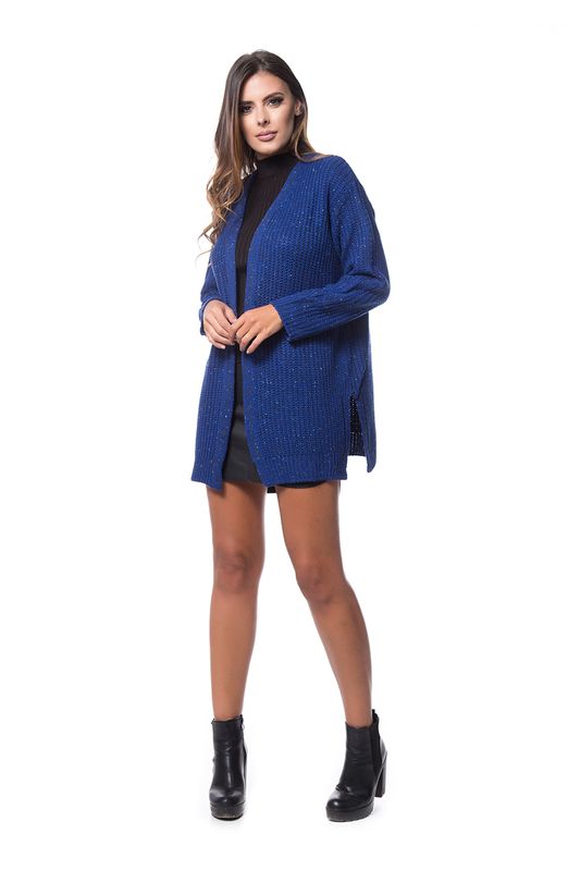 Casaco Tweed Tricot Azul Azul