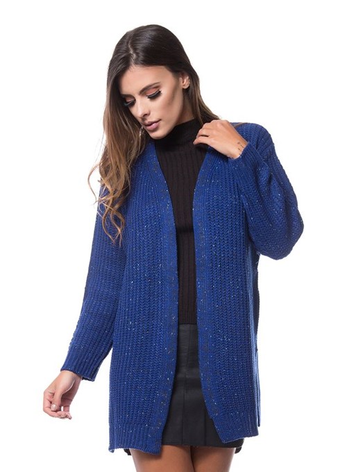 Casaco Tweed Tricot Azul
