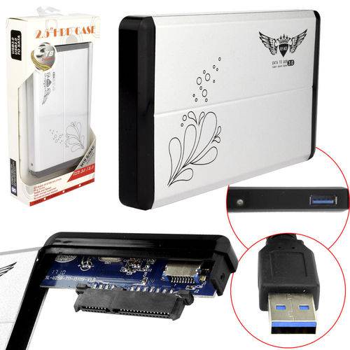 Case Gaveta HD Sata Externo 2.5 USB Notebook Cinza