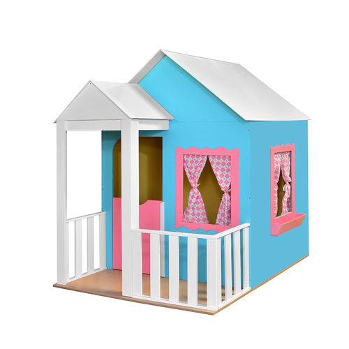 Casinha de Brinquedo com Cercado Azul/Rosa - Criança Feliz