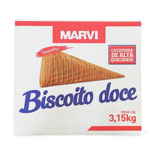 Casquinha Biscoito Doce Sorvete Marvi 300 Un