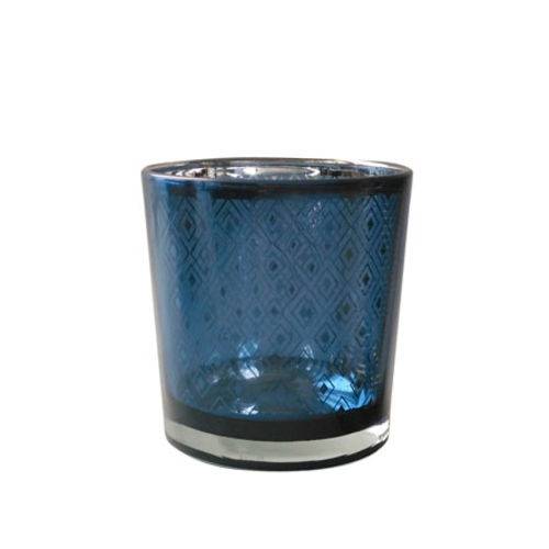 Castiçal de Vidro Bright Azul Indigo 7,5x8 Cm