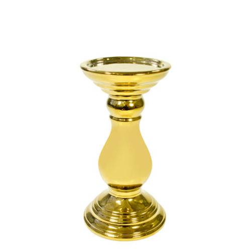 Castiçal Dourado em Cerâmica 19,5 Cm