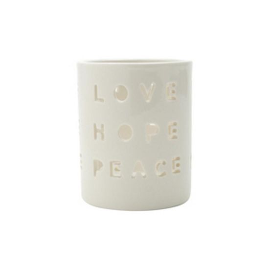Castiçal Love Hope Peace Branco