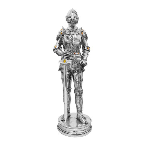 Cavaleiro Medieval com Espada Prateado 35 Cm