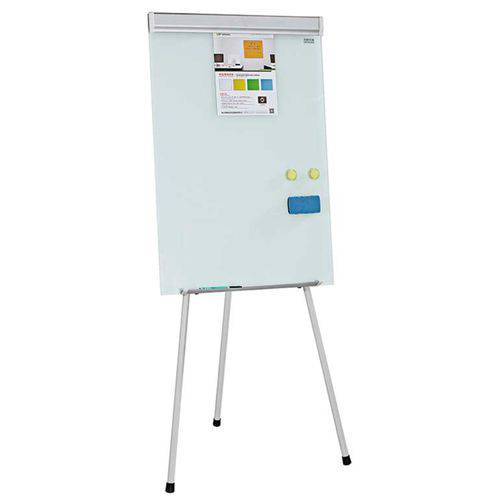 Cavalete Flip Chart C/ Tampo de Vidro 90x60cm, Magnético, C/ Regulagem de Altura