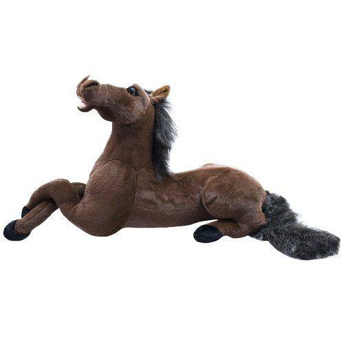 Cavalo Realista Marrom Deitado 73cm - Pelúcia