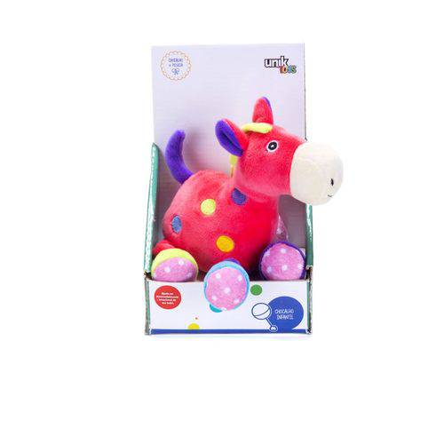 Cavalo Rosa de Pelúcia - Chocalho Infantil - Unik Toys