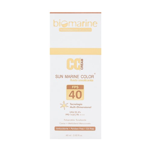 CC Cream Sun Marine Color Bege Biomarine FPS 40 Loção Fluída com 60ml