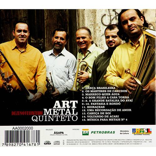 CD Art Metal Quinteto - Dezenovevinteum