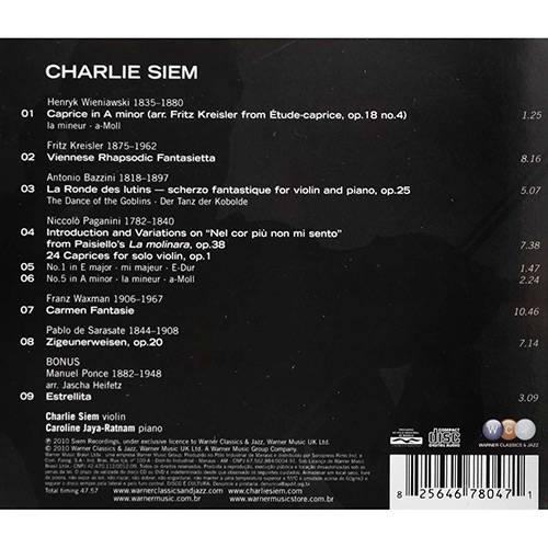 CD Charlie Siem - Paganini, Kreisler, Sarasate...