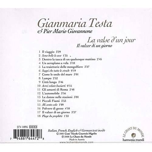 CD Gianmaria Testa & Pier Mario Giovannone - La Valse D'Un Jour (Importado)