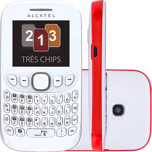 Celular Alcatel OT3000 Desbloqueado Branco Tri Chip. QWERTY. Quadriband. MP3 Player e Câmera VGA