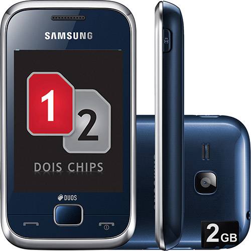 Celular Dual Chip Samsung Rex 60 com TV Digital Azul - Câmera 2MP Memória Interna 80MB e Cartão 2GB