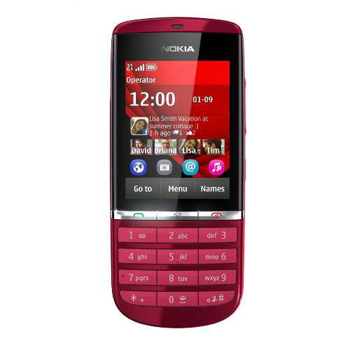 Celular Nokia Asha 300 Vermelho Tela Resistiva Câmera 5 Mp 1 Ghz 3g