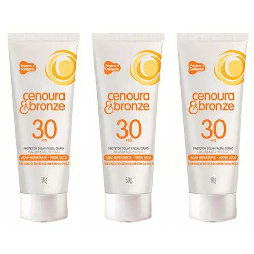 Cenoura & Bronze Fps30 Protetor Solar Facial 50g (kit C/03)