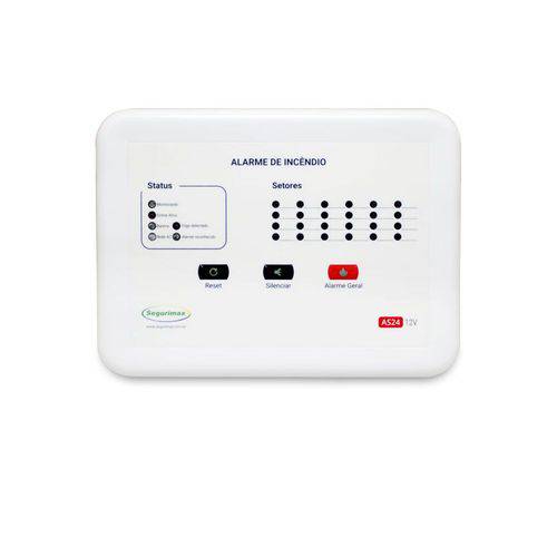 Central Alarme Incêndio Segurimax 12 Setores Convencional + Bateria 12v As12 26823