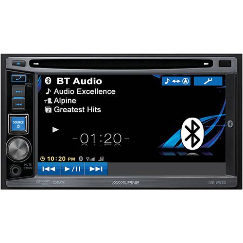 Central Multimídia DVD Player Automotivo Alpine IVE W530 Tela Touchscreen WVGA de 6.1'' Bluetooth Entrada para Câmera de Ré