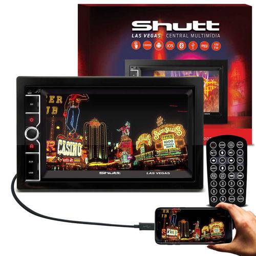 Central Multimídia Shutt Las Vegas 6.5" 2 Din Bluetooth Hdmi Touch Usb Sd Mp3 Espelhamento Streaming