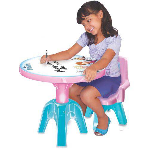 Centro de Atividades Infantil Frozen 3em1 Cadeira + Mesa com Repartição