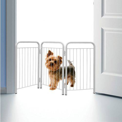Cercado Canil para Cães Pequenos Sem Furar Porta / Parede Branco - Açomix