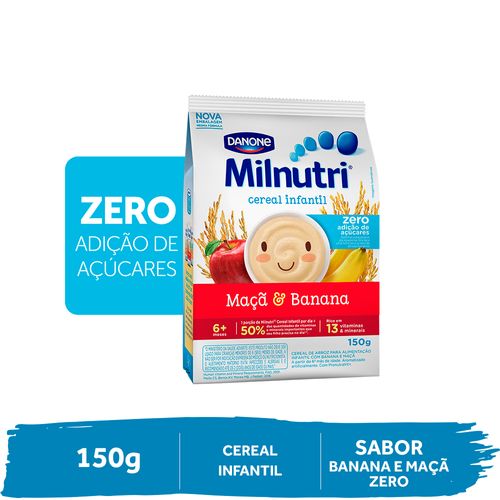 Cereal Infantil Milnutri Arroz, Maça e Banana Zero Açucar 150g
