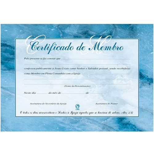 Certificado de Membro - 20 UND