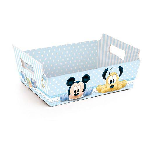 Mini Cesta Caixote Organizadora Papel Mickey Disney C/10