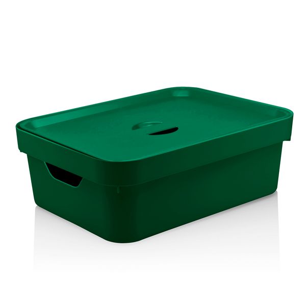 Cesta Organizadora Cube OU Verde Escuro com Tampa 36X26X13CM - 32239