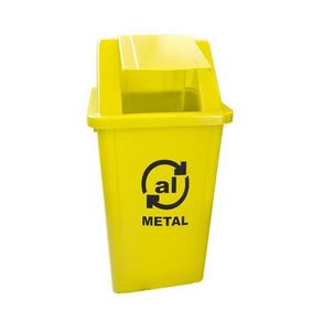 Cesto Coletor de Lixo 100L Amarelo C/tampa e Adesivo CC11AM - Bralimpia