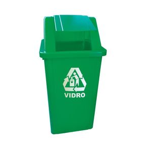 Cesto Coletor de Lixo 60L C/tampa e C/adesivo Verde CC61VD - Bralimpia