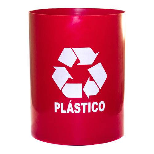 Cesto de Lixo Vermelho 14 Litros Adesivado Plástico