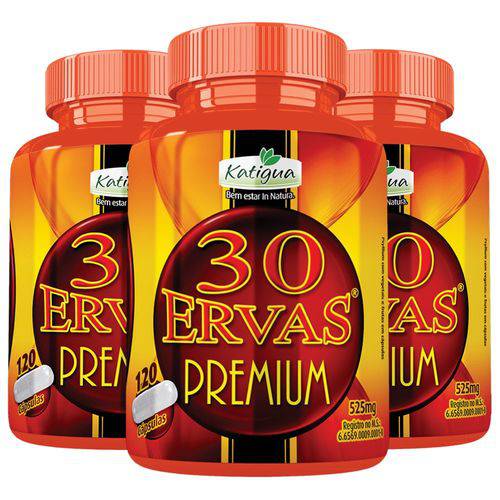Chá 30 Ervas Premium - 3 Un de 120 Cápsulas - Katigua
