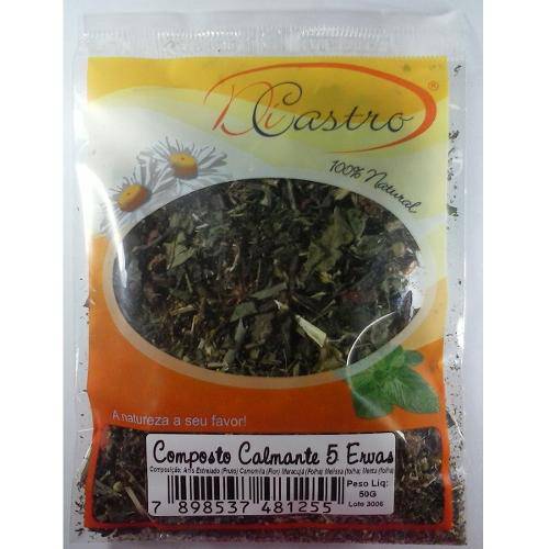 Chá Composto Calmante 5 Ervas - Dicastro - 50g