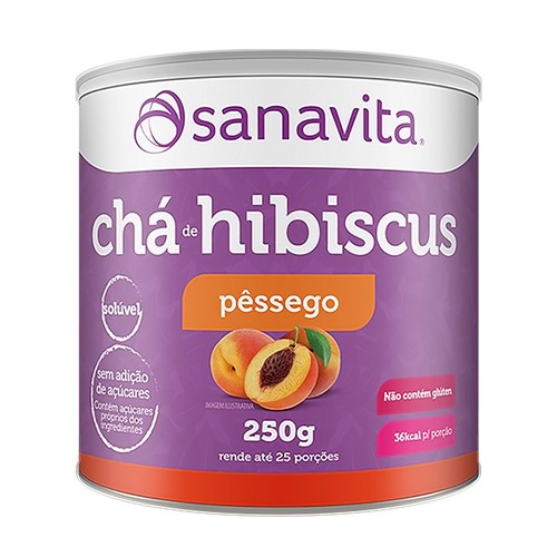 Chá de Hibiscus Sanavita Sabor Pêssego com 250g