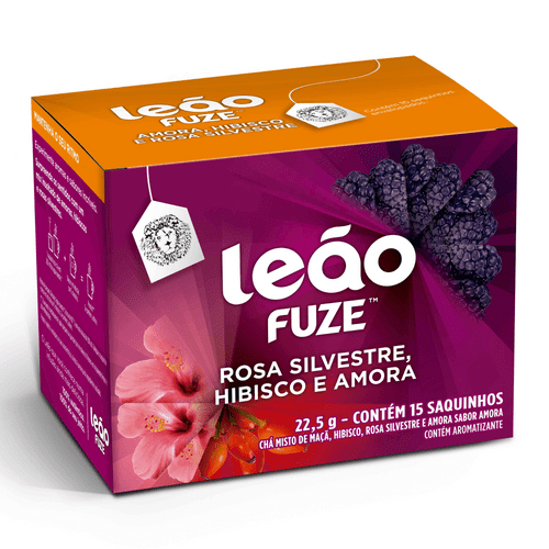Chá Leão Rosa Silvestre com Hibisco & Amora 15 Sachês