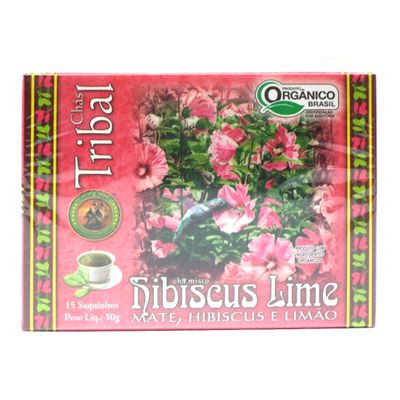 Chá Orgânico Erva Mate Hibiscus Lime 30g - Tribal Brasil