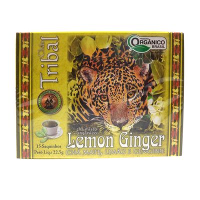 Chá Orgânico Erva Mate Lemon e Ginger 22,5g - Tribal Brasil